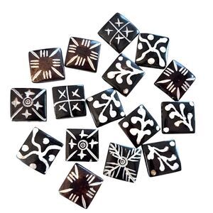 Indonesian Batik Bone Square Beads Three Strand